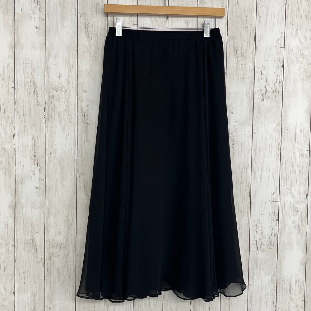 Vintage Patra Black Formal Midi Skirt Size 6 High Waist Minimalist 90s Goth Slit